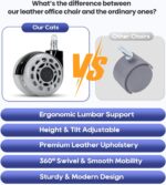 COLAMY Big & Tall Office Chair 400lbs Wide Seat- High Back PU Leather Executive Computer Desk Chair for Heavy People, Large Office Chair with Metal Base & Ergonomic Back Support- Black - Image 8