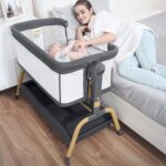 3 in 1 Baby Bassinet, Bedside Bassinet for Baby, Rocking Bassinet with Comfy Mattress and Wheels, 6 Height Adjustable Easy Folding Portable Bedside Crib for Newborn - Image 9
