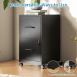 Mobile File Cabinet with Lock, 2 Drawer File Cabinets with Adujustable Feet and Wheels, Metal Office Storage Cabinet Under Desk,Vertical Filing Cabinets for Home Office, Required Assembly - Image 8