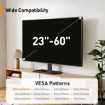 Perlegear Tabletop TV Stand, Universal TV Stand for 23–60 Inch LCD/LED/OLED TVs, Height-Adjustable TV Mount Stand with Tempered Glass Base & Cable Management, VESA 400x400mm, PGTVS02 ﻿ - Image 3