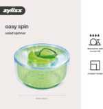 ZYLISS Easy Spin Salad Spinner, Large, Green, BPA Free - Image 7