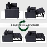 FLEXISPOT XCT4 Convertible Sofa Bed, 3-in-1 Loveseat Sofa Couch with Adjustable Backrest, Pull Out Couch with 2 Pillows & 2 Side Pockets, Futon Sleeper for Dorms Apartment Living Room, Black - Image 7