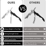 2 PCS Waiter Corkscrew Wine Opener,Upgraded Heavy Duty Wine Keys,Stainless Steel Double Hinged Wine Key for Serves,Bartenders(Black) - Image 5