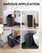 Bathroom Trash Can with Lid, 2 Pack 4 Gallons/15 Liters Garbage Can with Pop-Up Lid, Small Plastic Trash Can, Slim Trash Bin Waste Basket for Bathroom, Bedroom, Office, Living Room(Black) - Image 9