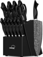 Knife Set, 15 Pieces Kitchen Knife Set with Built in Sharpener, High Carbon German Stainless Steel Knife Block Set, Dishwasher Safe - Image 2