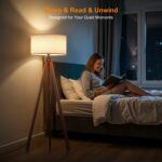 LEPOWER Wood Tripod Floor Lamp, Mid Century Standing Lamp, Modern Design Studying Light for Living Room, Bedroom, Study Room and Office, Flaxen Linen Shade with E26 Base Brown - Image 7