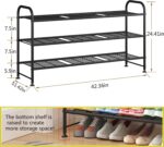 LINZINAR Shoe Rack 3 Tier Long Metal Shoe Organizer for Closet Entryway Black - Image 3