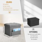 Storage Ottoman with Extra Thick Foam Padded Seat, Foldable Foot Rest Stool with Linen Fabric, 43L Ottoman with Storage Bench for Bedroom Living Room, Holds Up to 300lbs, 17x13x13in, Dark Gray - Image 4