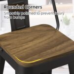Black Bar Stools Set of 4, Metal Bar Stools with Wooden Seat, Modern 24”Counter Height Barstools with Low Back - Image 5