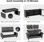 70" Sofa Living Room Couch, Velvet Deep Couches for Small Spaces, Mid Century Modern Loveseat with Storage Bag, Bedroom, Apartment, Office, Removable Sofa Cover Spring Cushions, Fast Assembly, Grey - Image 7