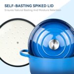 Miereirl 6 Quart Enameled Dutch Oven Pot with Lid, Cast Iron Dutch Oven with Dual Handles for Bread Baking, Cooking, Non-stick Enamel Coated Cookware (Dark Blue) - Image 6