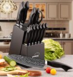 Knife Set, 15 Pieces Kitchen Knife Set with Built in Sharpener, High Carbon German Stainless Steel Knife Block Set, Dishwasher Safe - Image 10