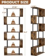 Gadroad 6 Tier Geometric Bookcase,S Shaped Bookshelf, Wood Decorative Storage Shelving, Modern Freestanding Display Shelves, Tall Book Shelf Unit for Living Room Bedroom, Rustic Brown - Image 4