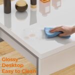 GreenForest Vanity Desk with 2 Drawers,Glossy Desktop White Desk for Bedroom,Makeup Table with Storage Space,Small Desk for Home Office,39 inch No Mirror - Image 5