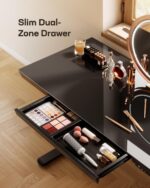 Marsail Glass Standing Desk with Drawer,55 x 28 inch Electric Standing Desk, Sit Stand Desk with One-Piece Tabletop & USB Charging Ports, Height Adjustable Desk with Storage for Home & Office Black - Image 6