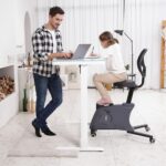 FLEXISPOT Comhar Electric Pure Glass Standing Desk with Drawer Desktop & USB Charge Ports, 48" Ergonomic Height Adjustable Sit to Stand Desk for Home Office (White, Glass) - Image 3