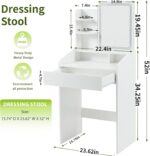 Dowinx Makeup Small Vanity Desk with Mirror and Lights, Makeup Vanity with Drawer & Storage Shelves, Makeup Desk with 3 Lighting Modes & Adjustable Brightness, Dressing Table for Women Girls Bedroom - Image 3