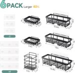 Veken Shower Caddy 6-Pack, Advanced Rustproof Design, No Drilling Adhesive Shelves, Rack with Soap Holder, Large Capacity Bathroom Organizers and Storage, Wall-Mounted Kitchen & Home Decor - Image 8