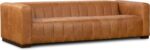 Poly & BARK Canale 99” Sofa – Modern 3-Seater Couch for Living Rooms – Performance Fabric Upholstery, High-Density Foam Cushions, Tapered Legs, Minimal Assembly – Cognac Tan - Image 2