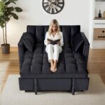 FLEXISPOT XCT4 Convertible Sofa Bed, 3-in-1 Loveseat Sofa Couch with Adjustable Backrest, Pull Out Couch with 2 Pillows & 2 Side Pockets, Futon Sleeper for Dorms Apartment Living Room, Black - Image 8