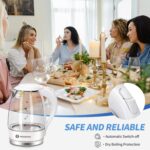 Aigostar Electric Kettle, 1500W Glass Electric Tea Kettle Rapid Heating, Borosilicate Glass, Auto Shutoff and Boil-Dry Protection, Hot Water Boiler BPA Free and Cordless with LED Indicator, 1.7 Liter - Image 8