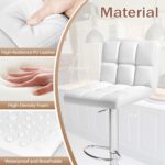 Shahoo Bar Stools Set of 2, Adjustable Height Armless Barstools Swivel Faux Leather Upholstered Kitchen Counter Stools with Mide Back and Footrest, Island Barstool for Kitchen Island, Bar, White - Image 5