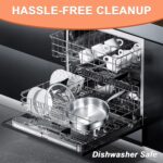 EWFEN 12 Inch Tri-Ply Stainless Steel Frying Pan, Compatible with All Cooktops Up to 600℉, Large Frying Pan with lids, Induction-Ready Skillet, Dishwasher and Oven Safe, Even Heat, 12" Saute Pan+Lid - Image 9