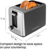 Chefman 2 Slice Toaster, 7 Shade Settings, Removable Crumb Tray, Thick Bread and Bagel Toaster with Defrost and Cancel Buttons – Black - Image 8