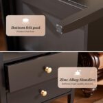 Huuger Black Nightstand Set of 2, Night Stand with Charger Station, Bedside Table with 2 Drawers, Bed Side Tables for Bedroom, Modern Nightstands, Metal Knobs, Painted Surface | with Charger Station, 2 Drawers, Bed Side Tables, for Bedroom, Metal Knobs, Painted Surface - Image 10