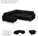 Belffin Oversized Sofa Bed Modular Sectional Sleeper Sofa with Pull Out Bed L Shaped Couch with Storage Chaise Black Couch - Image 3