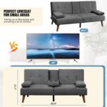 Shintenchi Futon Sofa Bed, Convertible Couch Beds Loveseat, Modern Recliner Sleeper, Small Lazy Set for Living Room, Office, Apartment, Dark Gray - Image 8