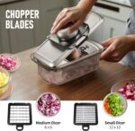 Vegetable Chopper Stainless Steel, 9-in-1 Mandoline Food Slicer for Kitchen, Veggie Chopper with Container, Vegetable Cutter for Salad,Potato,Carrot, Onion and Fruit, Home Essentials - Image 4