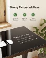Marsail Glass Standing Desk with Drawer,55 x 28 inch Electric Standing Desk, Sit Stand Desk with One-Piece Tabletop & USB Charging Ports, Height Adjustable Desk with Storage for Home & Office Black - Image 5