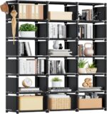Mavivegue Bookcase, 18-Cube Extra Large Book Shelf, DIY Cube Storage Organizer for Bedroom, Living Room, Home Office - Black - Image 2