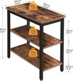 HOOBRO End Table, Simple Rustic Side Table with 3-Tier Storage Shelf, Narrow Nightstand for Small Spaces, for Living Room, Bedroom,Easy Assembly, Industrial Design, Rustic Brown and Black BF14BZ01 - Image 4