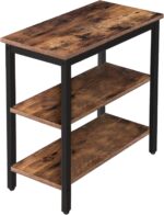 HOOBRO End Table, Simple Rustic Side Table with 3-Tier Storage Shelf, Narrow Nightstand for Small Spaces, for Living Room, Bedroom,Easy Assembly, Industrial Design, Rustic Brown and Black BF14BZ01 - Image 2