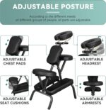 JupiterForce Portable Massage Chair Foldable Lightweight Tattoo Therapy Chair with Adjustable 4 Inches Thick Sponge Face Cradle for Client Spa Salon Massage with Carrying Bag (Black) - Image 7