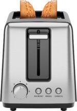 Chefman 2 Slice Toaster, 7 Shade Settings, Removable Crumb Tray, Thick Bread and Bagel Toaster with Defrost and Cancel Buttons – Black - Image 2