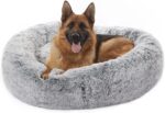 Bedfolks Calming Donut Dog Bed for Extra Large Dogs, 45 Inch Round Plush Bed with Non-Slip Bottom (Dark Grey, Extra Large) - Image 2