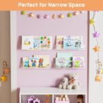 upsimples Acrylic Shelves for Bathroom Storage, 15" Floating Shelves Wall Organizer for Perfume, Make up, Skincare, Kids Bookshelf for Bedroom, Nursery, Living Room Decor, Clear, 4 Pack - Image 9