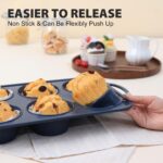Jumbo Silicone Muffin Pan with Metal Frame, Non Stick Silicone Cupcake Pan with Handles 6 Cup, BPA Free Silicon Muffin Tin Tray Extra Large for baking, egg bites, Cupcake Mold Grey - Image 7