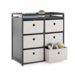 Delta Children Hayes Changing Table and Dresser for Bedroom with 6 Fabric Drawers, Charcoal Grey/Flax - Image 8