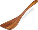 Wooden Spatula Nonstick Turner Acacia Wood, Right Long Handle Flat Frying Spatulas Handmade for Mother Wife Grandma Her Kitchen Gift, Ideal Cookware Utensils for Cooking Eggs, Fish, Pancakes - Image 2