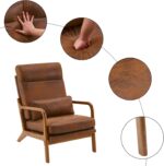 Bonnlo High Back Microfiber Rustic Mid Century Modern Accent Chair, Soild Wood Padding Lounge Armchairs Side Sitting Chairs for Living Room, Bedroom, Guest Room - Image 5