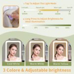 Dowinx Makeup Small Vanity Desk with Mirror and Lights, Makeup Vanity with Drawer & Storage Shelves, Makeup Desk with 3 Lighting Modes & Adjustable Brightness, Dressing Table for Women Girls Bedroom - Image 6