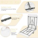 Set of 2 Folding Table 6 FT Lightweight Camping Table Portable Plastic Rectangular Outdoor Dining Table Steel Legs Fold-in-Half with Carrying Handle for Indoor,Picnic,Party,Wedding,Events(White) - Image 5