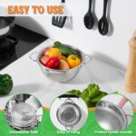 P&P CHEF Colander Strainer Stainless Steel 3 Quart, Metal Micro-Perforated Colander for Kitchen Food, Ideal for Rinsing Washing Draining, Dishwasher Safe, Shiny Silver, 1PC - Image 6