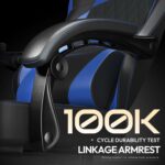 Dowinx Gaming Chair with Pocket Spring Cushion, Ergonomic Computer Chair with Massage Lumbar and Footrest for Adults, High Back Game Chair Leather for Office Gaming 300LBS, Blue New - Image 9