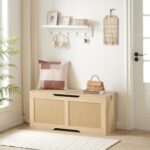 HOOBRO Storage Bench, 43.3" Toy Box, Rattan-Like Storage Chest, Sturdy Entryway Bench Supports 220 lb, Toy Chest, Safety Hinge, U-Shaped Opening, Easy Assembly, Natural NL22CW01 - Image 6