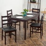 FDW | 5-Piece Solid Wood Dining Table Set for 4 | Brown | Pine Kitchen Table with Upholstered Chairs | Space-Saving Design | Smooth Easy-to-Clean Surface | for Dining Room, Apartment, Restaurant - Image 9